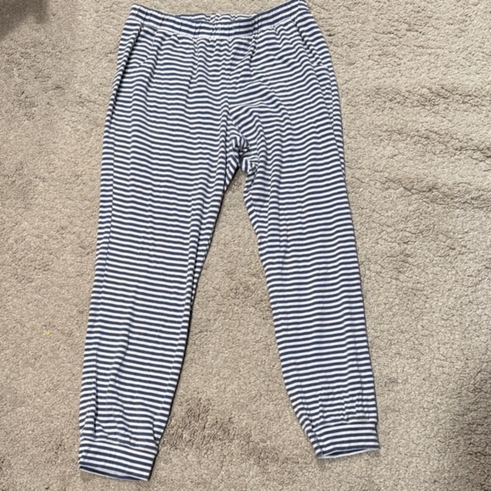 Eberjey blue and white striped pajama pants size L VGUC